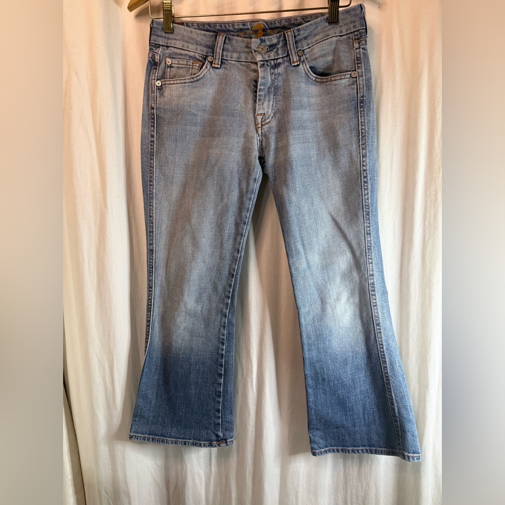 7 for All Mankind Light Blue Flare Ankle Jeans